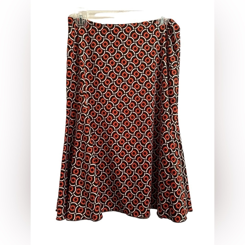 Vintage Y2K KC Stevens RETRO A-line Eye-Popping Orange Fall Midi Skirt Womens L